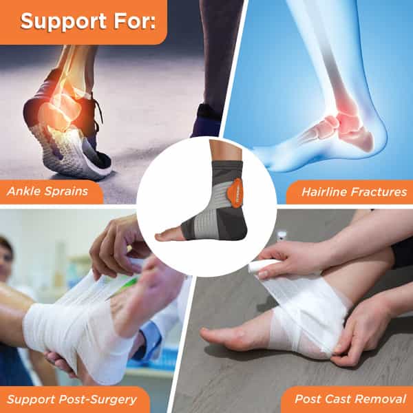 Vissco Ankler | 2 In 1 Anklet + Binder | Provides Support & Stability To The Ankle - Medium (Grey)