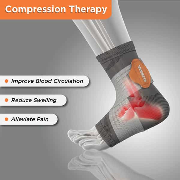 Vissco Ankler | 2 In 1 Anklet + Binder | Provides Support & Stability To The Ankle - Medium (Grey)