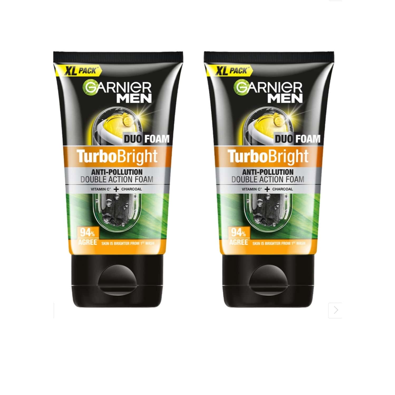 Garnier Men Turbo Bright Double Action Face Wash | Deep Cleansing Anti Pollution | 150g (pack Of 2)