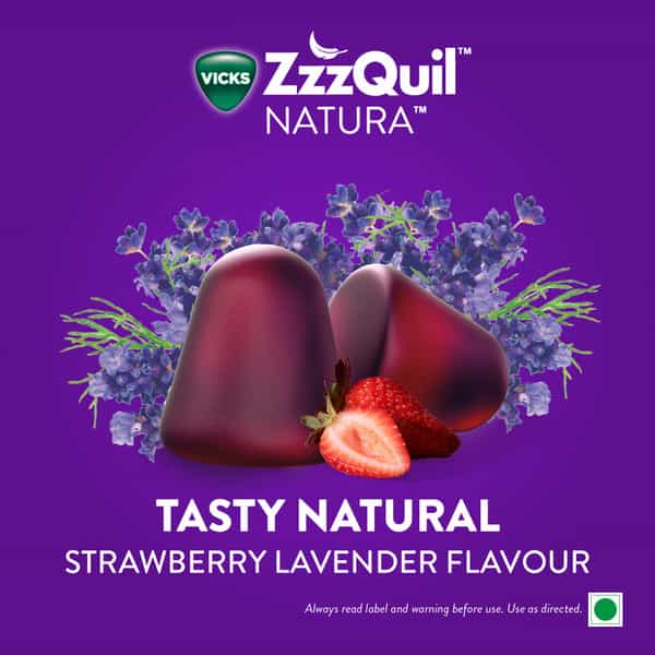Vicks Zzzquil Natura Strawberry Lavender Flavour Jar Of 24 Chewable Gummies