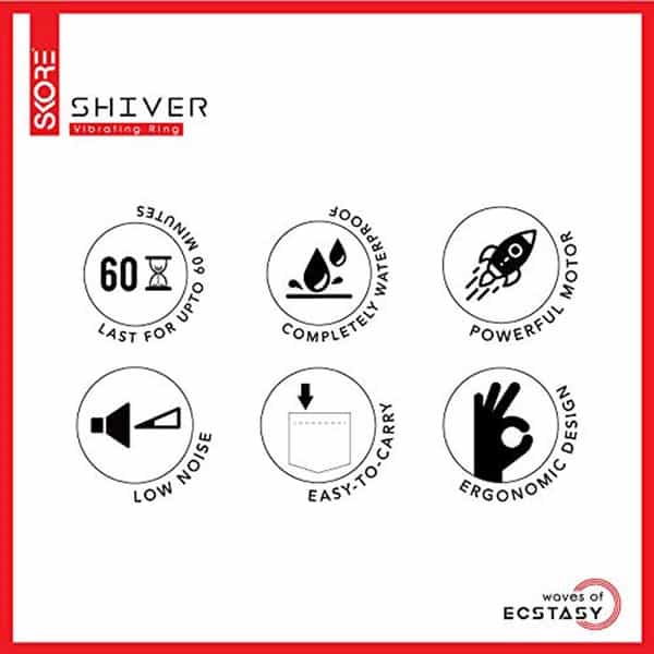 Skore Shiver Body Vibrating Ring Massager For Him| Waterproof