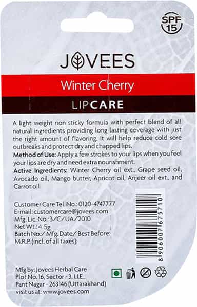Jovees Winter Cherry Lip Care 4.5 Gm
