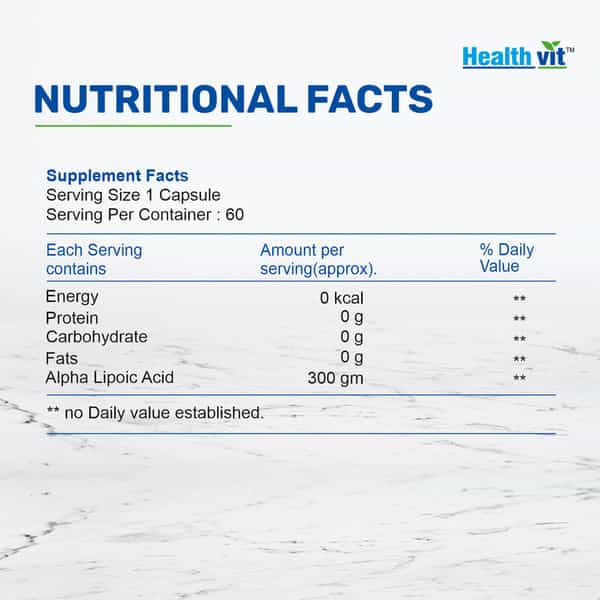 Healthvit Alpha Lipoic Acid 300Mg - 60 Capsules