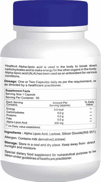Healthvit Alpha Lipoic Acid 300Mg - 60 Capsules