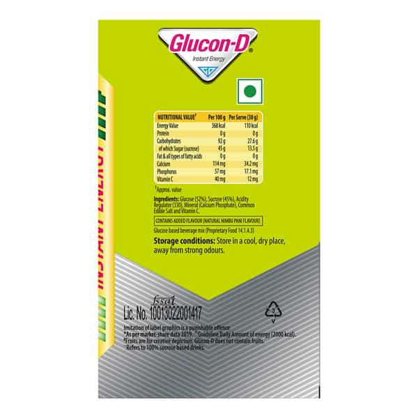 Glucon-D Nimbu Pani With 3 Benefits Of Energy | Recovery | And Immunity | 400 G