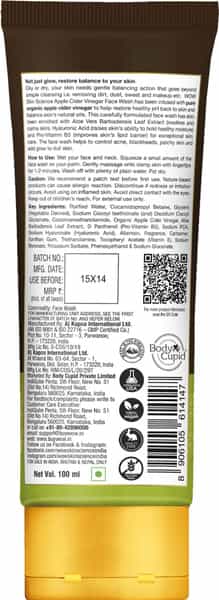 Wow Skin Science Apple Cider Vinegar Face Wash Tube - 100 Ml