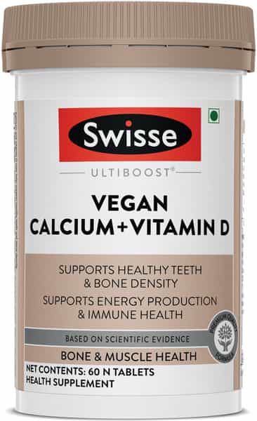 Swisse Ultiboost Vegan Calcium+Vitamin D Supplement For Immunity Bones & Muscle Health - 60 Tablets