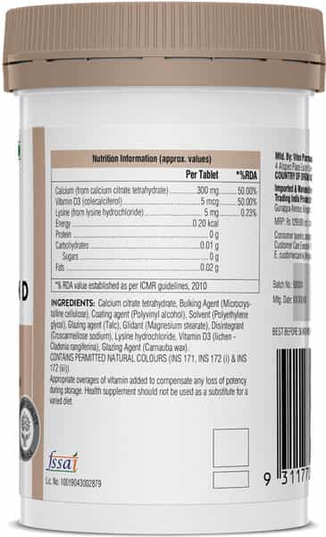 Swisse Ultiboost Vegan Calcium+Vitamin D Supplement For Immunity Bones & Muscle Health - 60 Tablets