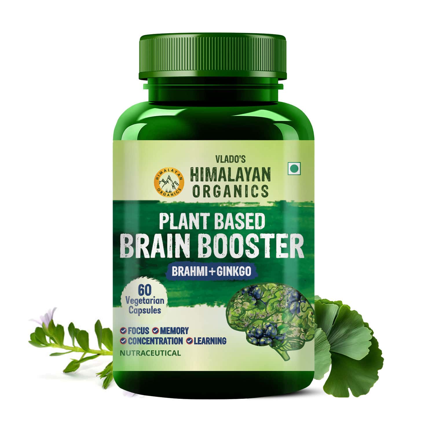 Vlado's Himalayan Organics Plant Based Brain Booster Supplement 60 Veg Capsules