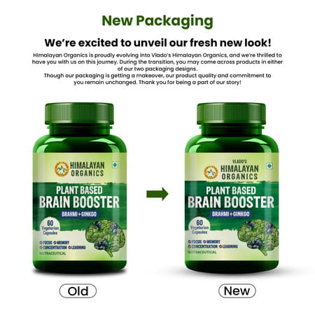 Vlado'S Himalayan Organics Plant Based Brain Booster Supplement 60 Veg Capsules
