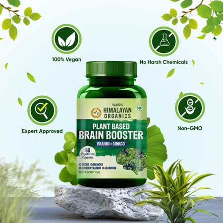 Vlado'S Himalayan Organics Plant Based Brain Booster Supplement 60 Veg Capsules
