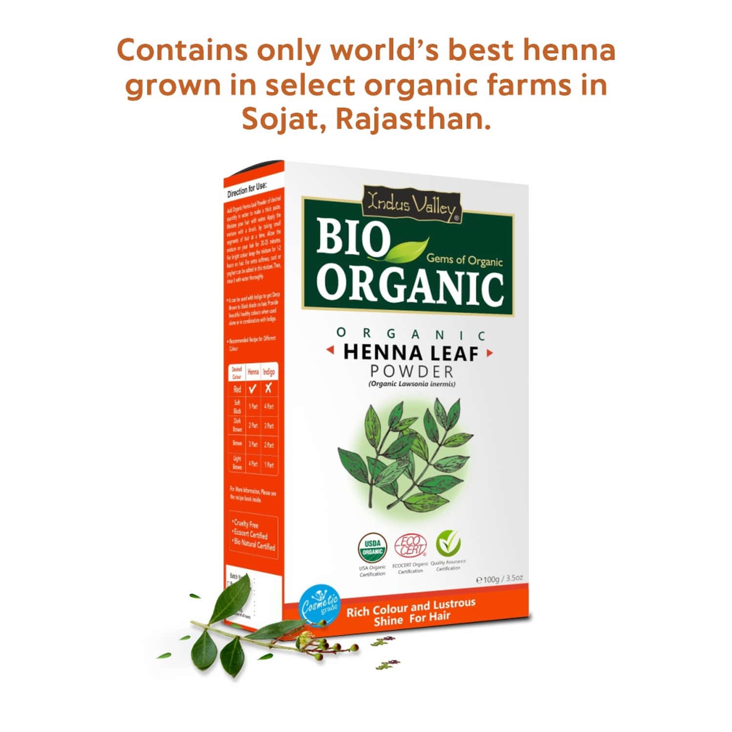 Buy INDUS VALLEY 100 ORGANIC NATURAL RED HENNA LEAF POWDER FOR HAIRS