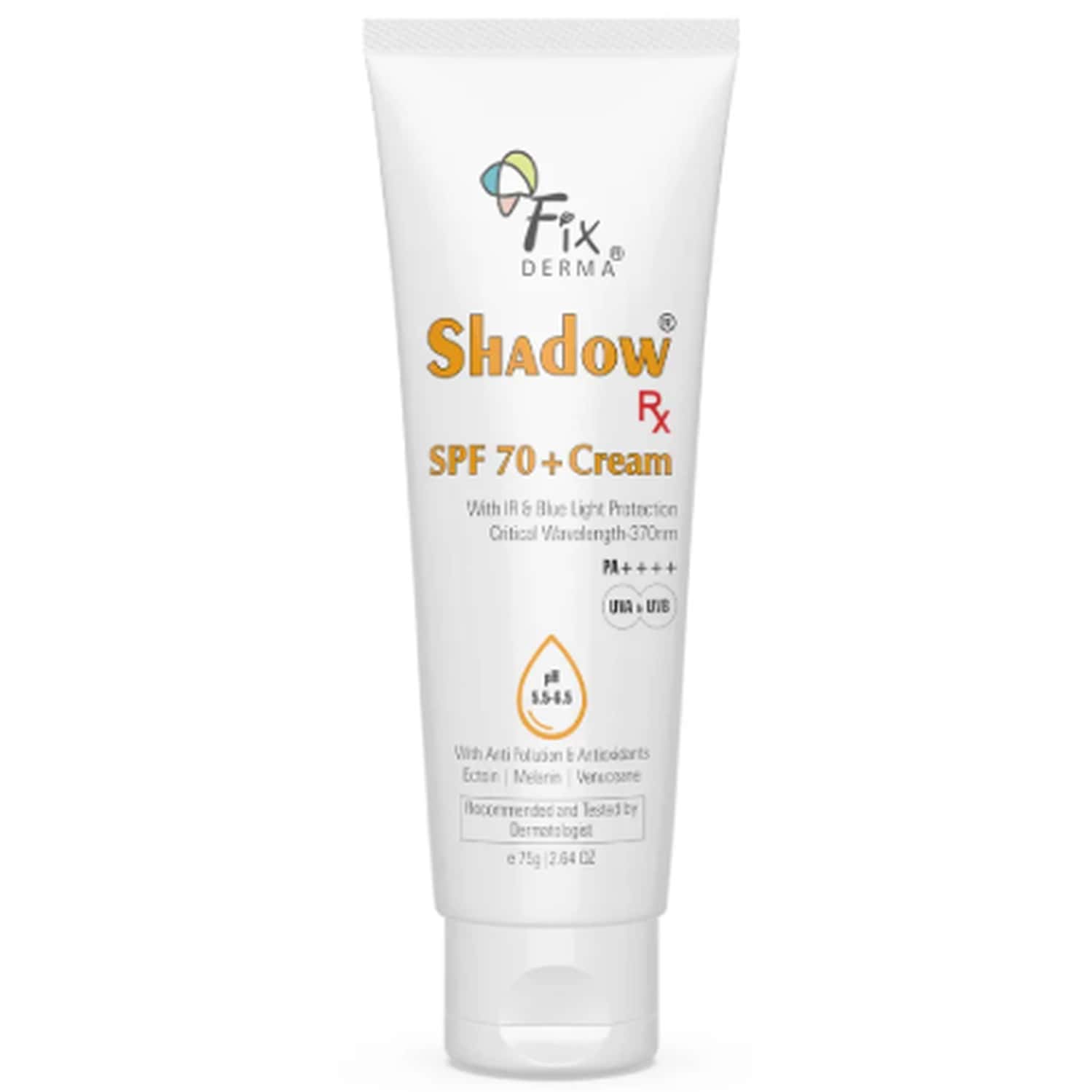 Fixderma Shadow Rx Spf 70+ Cream Sunscreen With Melanin - 75 G