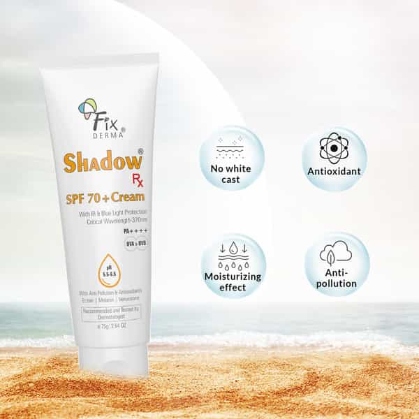 Fixderma Shadow Rx Spf 70+ Cream Sunscreen With Melanin - 75 G