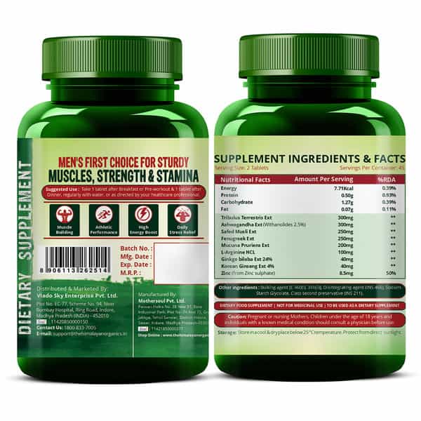 Vlado's Himalayan Organics Testosterone Booster | Supports Muscle & Energy Boost | 90 Veg Tabs
