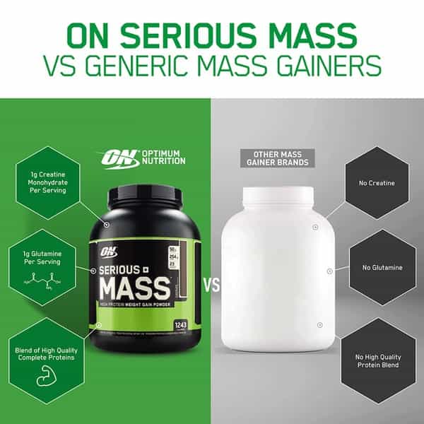 Optimum Nutrition (On) Serious Mass Weight Gain Powder - 6 Lbs 2.72 Kg (Vanilla)