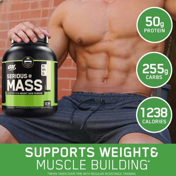 Optimum Nutrition (On) Serious Mass Weight Gain Powder - 6 Lbs 2.72 Kg (Vanilla)