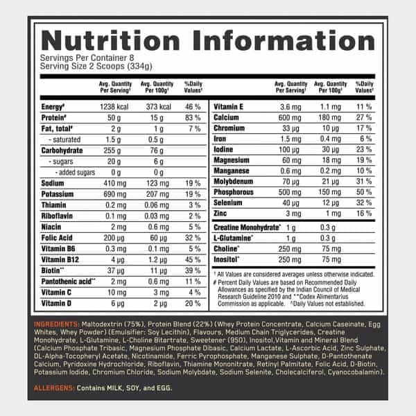Optimum Nutrition (On) Serious Mass Weight Gain Powder - 6 Lbs 2.72 Kg (Vanilla)