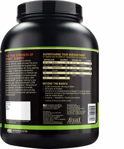 Optimum Nutrition (On) Serious Mass Weight Gain Powder - 6 Lbs 2.72 Kg (Vanilla)