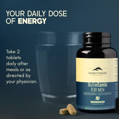 Rasayanam Multivitamin For Men | 52 Ingredients | Energy | Immunity & Health 60 Tablets (Pack Of 1)