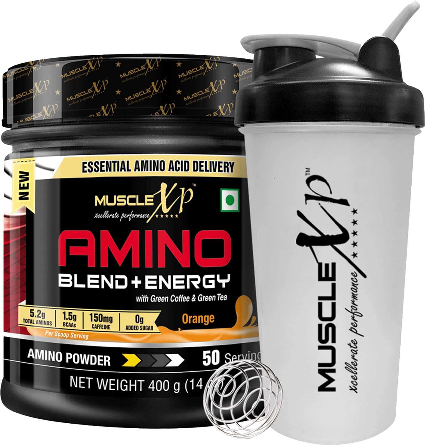 Buy MUSCLEXP AMINO BLEND AND ENERGY POWDER ORANGE 400G POUCH 50 SERVINGS Online & Get Upto 60
