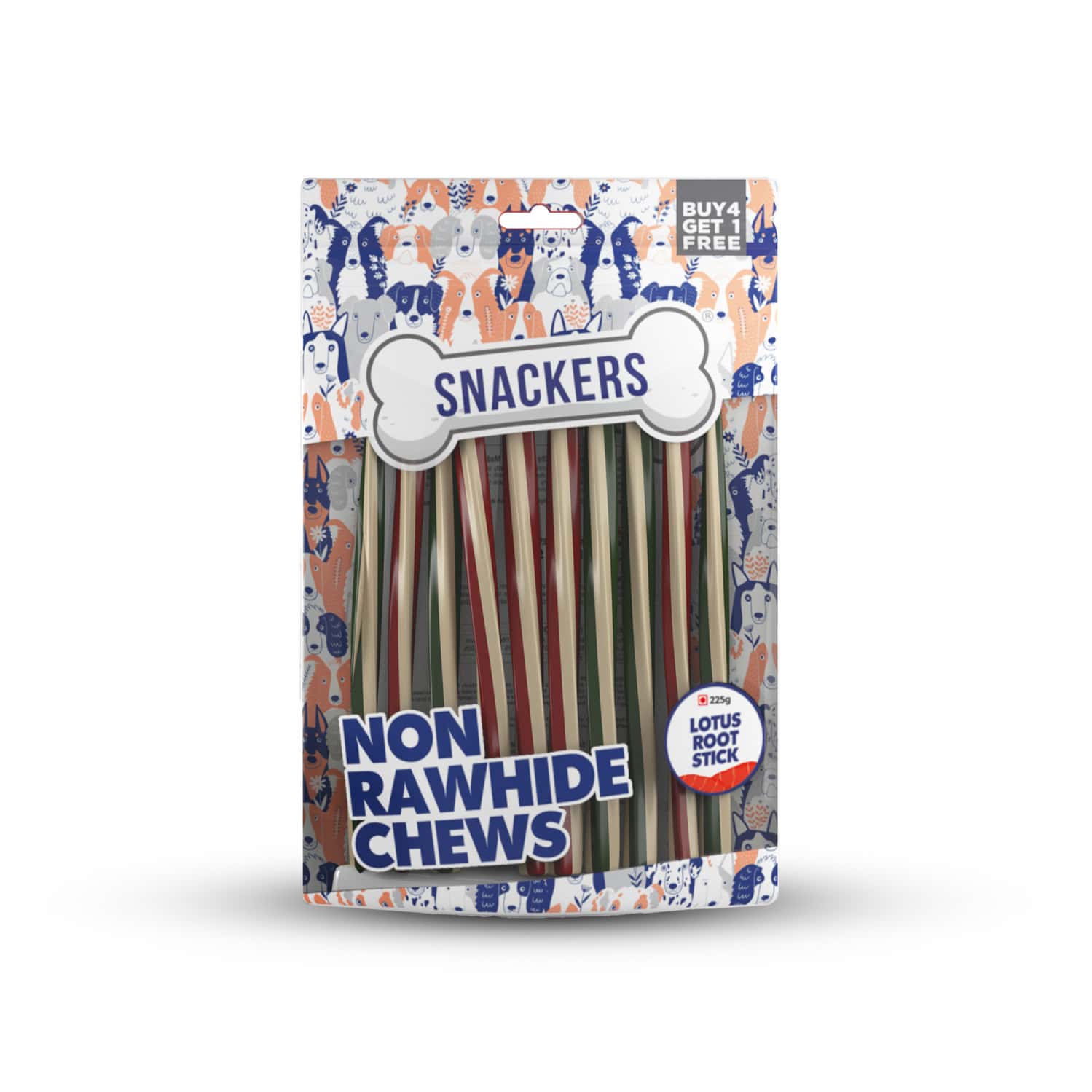 Snackers Non Rawhide Chews Lotus Root Stick Dog Treats | 225 G