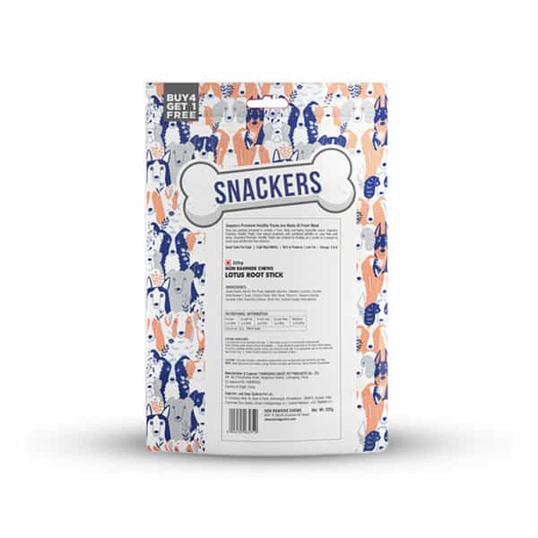 Snackers Non Rawhide Chews Lotus Root Stick Dog Treats | 225 G