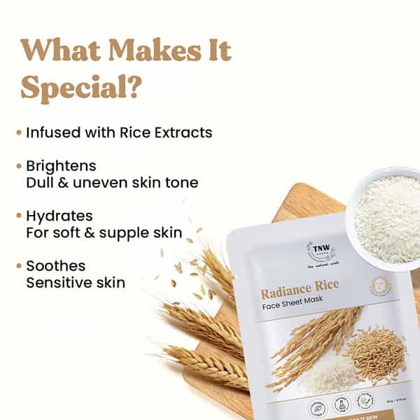 Tnw The Natural Wash Rice Face Sheet Mask | Brightening & Hydrating Care 20 Gm