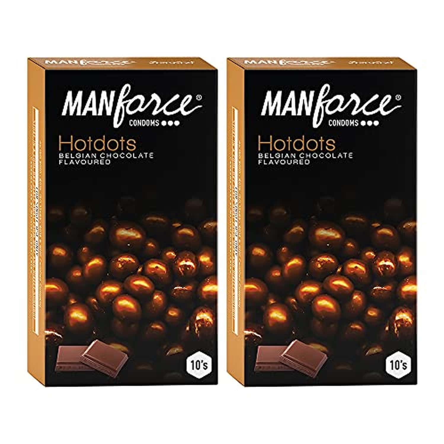 Manforce Premium Hotdots Belgian Chocolate Condoms With Bigger Dots(Set Of 2 20 Pcs)