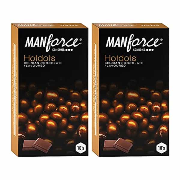 Manforce Premium Hotdots Belgian Chocolate Condoms With Bigger Dots(Set Of 2 20 Pcs)