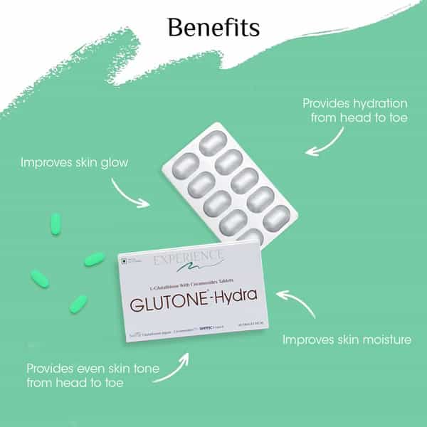 Glutone-Hydra | Setria Glutathione With Ceramosidesc|For Glowing Hydrated Skin | Pack Of 10 Tablets