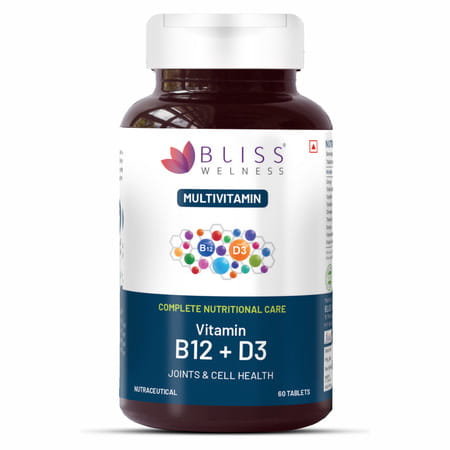 Bliss Welness Vitamin B12 And D3 For Bone,Immune & Joint Supplement|For Men And Women - 60 Tablets