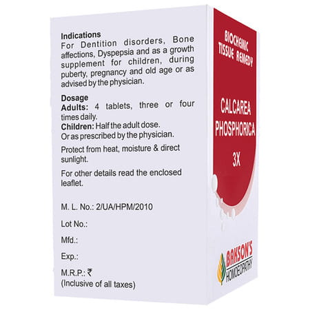 Baksons Homoeopathy Calcarea Phosphorica Biochemic Tablet 3x 250 No'S