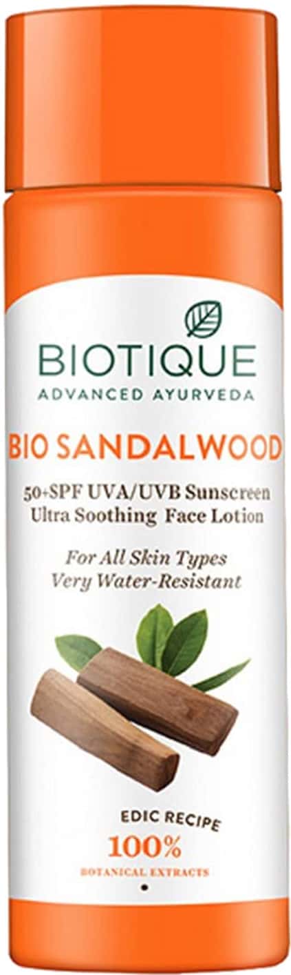 Biotique Bio Sandalwood 50spf Sunscreen For All Skin Types In The Sun Very Water Resistant 190ml