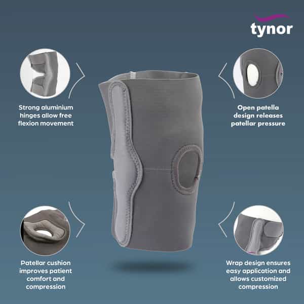 Tynor Elastic Knee Support Grey Xxl 1 Unit