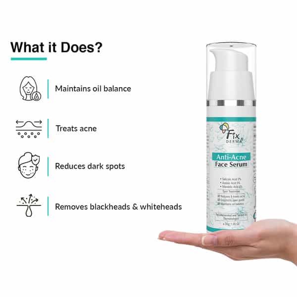 Fixderma 2% Salicylic Acid Serum For Anti Acne & Spot Treatment For Men & Women With Oily Skin - 30G
