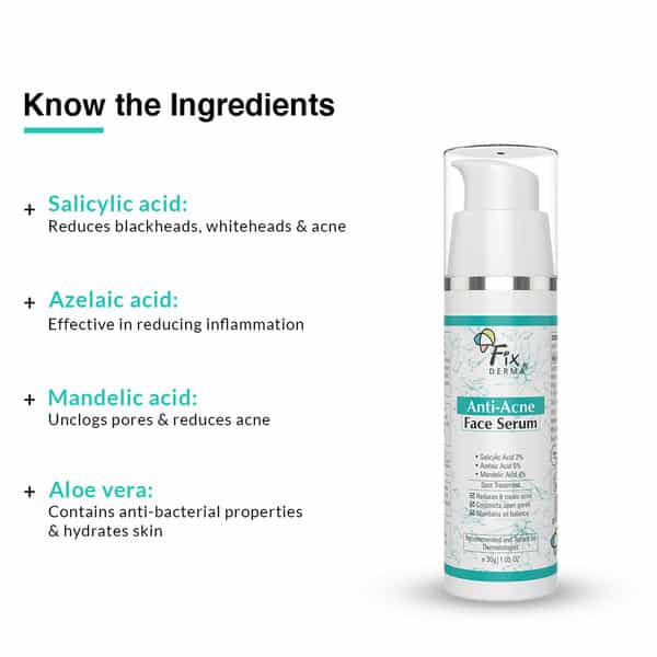 Fixderma 2% Salicylic Acid Serum For Anti Acne & Spot Treatment For Men & Women With Oily Skin - 30G