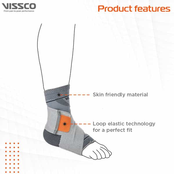 Vissco Ankler | 2 In 1 Anklet + Binder | Provides Support & Stability To The Ankle - Xxl (Grey)