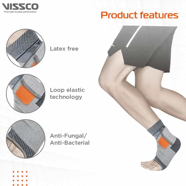 Vissco Ankler | 2 In 1 Anklet + Binder | Provides Support & Stability To The Ankle - Xxl (Grey)