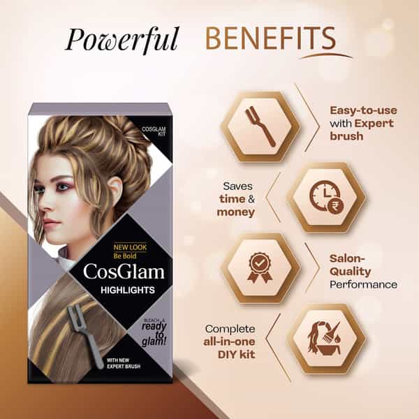 Cosglam Hair Highlights Colour For Women 115Ml And Semi Permanent Hair Color Remover 70Ml