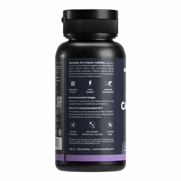 Nutrabay Pro Potent Caffeine - 200Mg - 60 Capsules