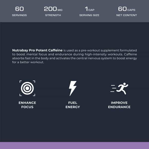 Nutrabay Pro Potent Caffeine - 200Mg - 60 Capsules