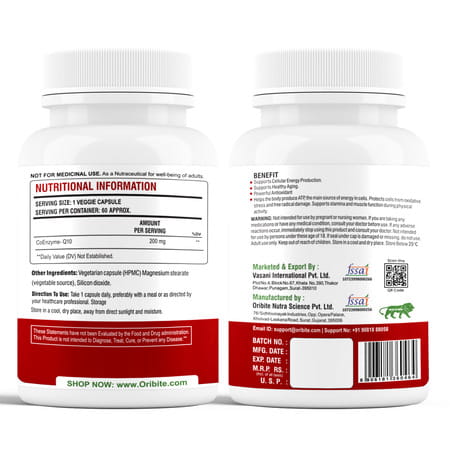 Oribite Coq10 200Mg Capsules For Heart & Energy Support 60 Capsules