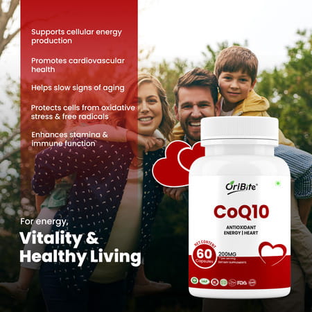 Oribite Coq10 200Mg Capsules For Heart & Energy Support 60 Capsules