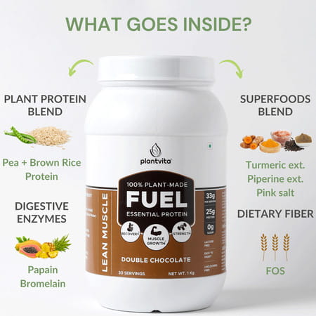 Plantvita Fuel Essential Protein - 1kg Jar Double Chocolate