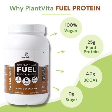 Plantvita Fuel Essential Protein - 1kg Jar Double Chocolate
