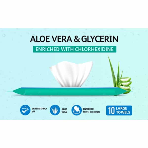 Arokleen Bed Bath Patient Large Wet Wipes Enriched With Aloe Vera And Glycerine 20Pcs Pack Of 2 
