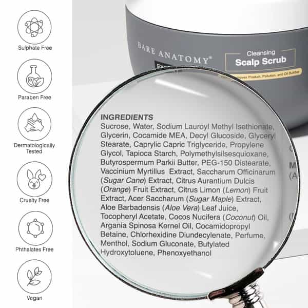 Bare Anatomy Scalp Scrub | Up To 99% Dandruff Reduction | Dandruff Remover | 250G