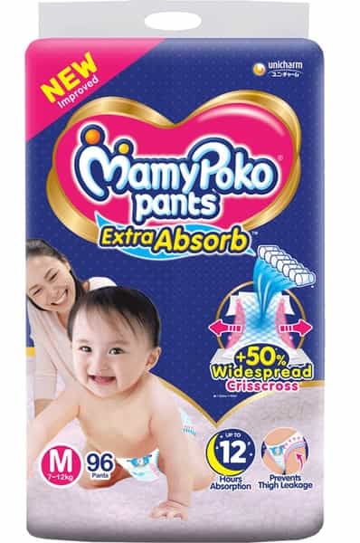 Mamypoko Pants Extra Absorb Diapers (Medium) 7-12 Kg - 96 Diapers