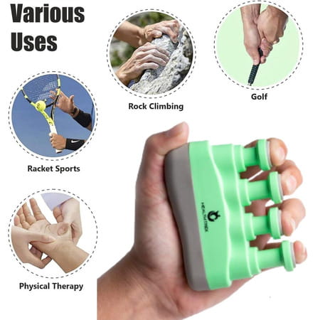 Healthtrek Adjustable Finger Gripper Strength Trainer (Pack Of 1 | Green)